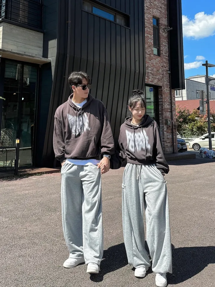 2사이즈/8컬러 커플 후드티 크롭 후드 남녀공용 오버핏 후드티 사이드 스냅 벌룬 팬츠 와이드 스트릿 긴팔 커플티 봄 가을 커플룩 시밀러룩 힙무드 루즈핏 꾸안꾸 트레이닝 세트 락스타 상세 이미지 53
