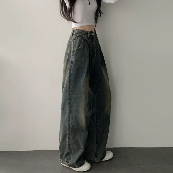 [인생핏/색감보장] 앞핀턱 빈티지 워싱 와이드 롱 데님 팬츠 청바지 상세 이미지 7