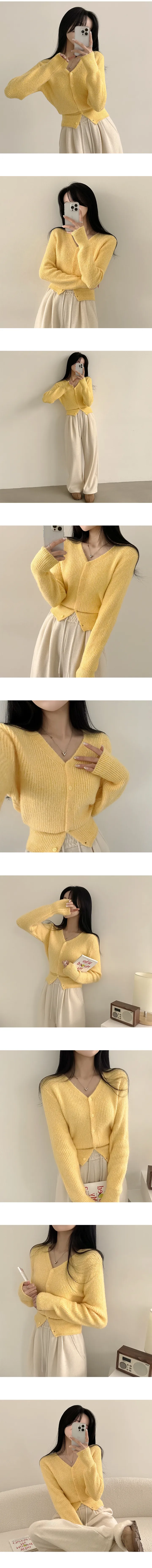 [도톰,울소재!/허리잘록~] 손등덮는 여리핏, 캐시 울 알파카 골지 브이넥 긴팔 니트가디건 (5color) 상세 이미지 5
