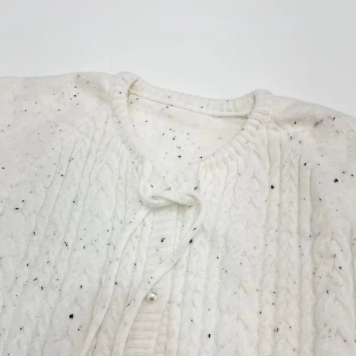 쿠키 리본 피셔 진주 버튼 니트 긴팔 가디건 one color 상세 이미지 37