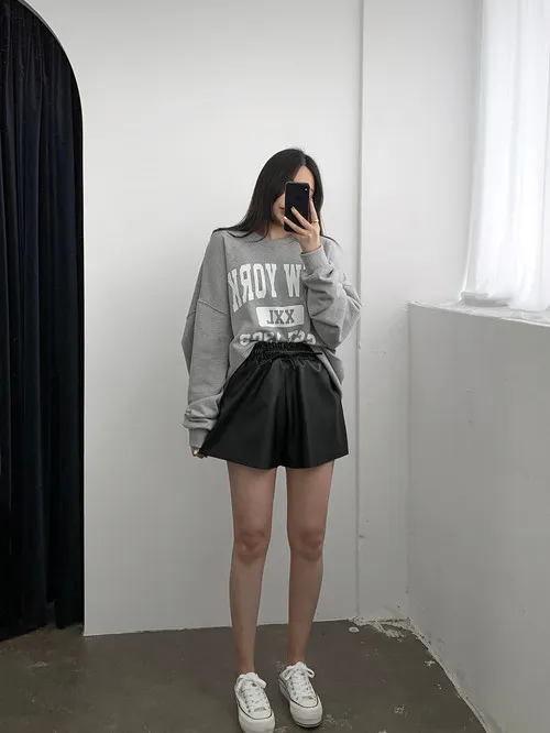 허리밴딩 레더 가죽 반바지 (2color) 상세 이미지 18