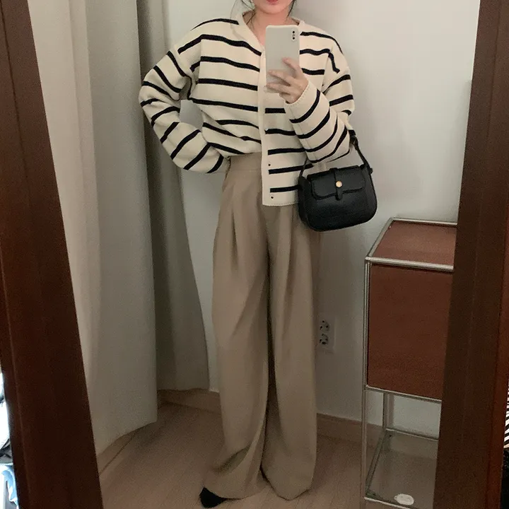[데일리/꾸안꾸*.*] 파이 스트라이프 단가라 자켓 가디건 상세 이미지 14