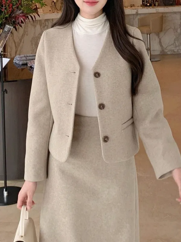 [겨울신상✨] 슈슈 노카라자켓 / 겨울자켓 가을자켓 기모자켓 울자켓 모직자켓 울코트 모직코트 숏코트 숏자켓 트위드자켓 하객룩 겨울코트 핸드메이드 코트 떡볶이코트 후드코트 레이어드 자켓 기모 코듀로이 스웨이드 무스탕 퍼자켓 하프코트 케이프코트 망토 겨울옷 상세 이미지 6