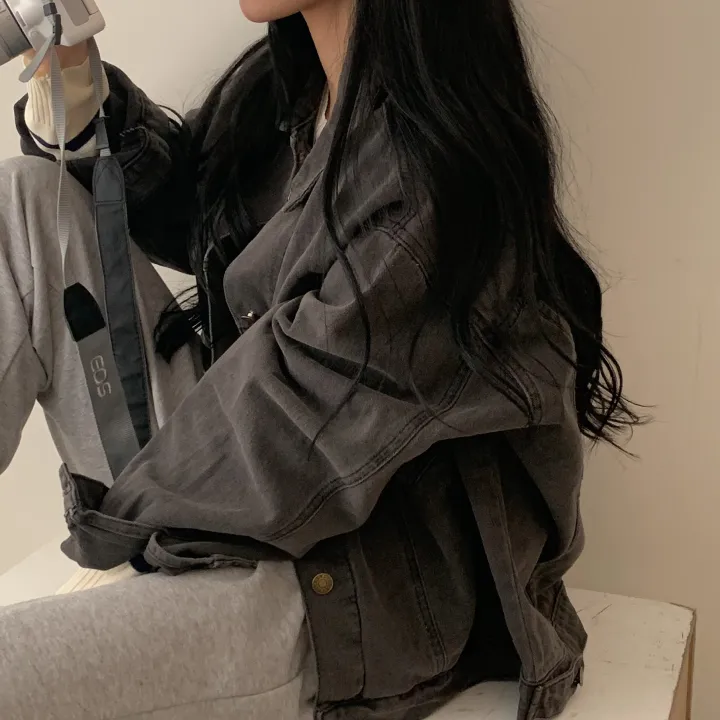 [빈티지/오버핏] 허쉬 봄,가을 루즈핏 흑청 면자켓;2col 상세 이미지 15