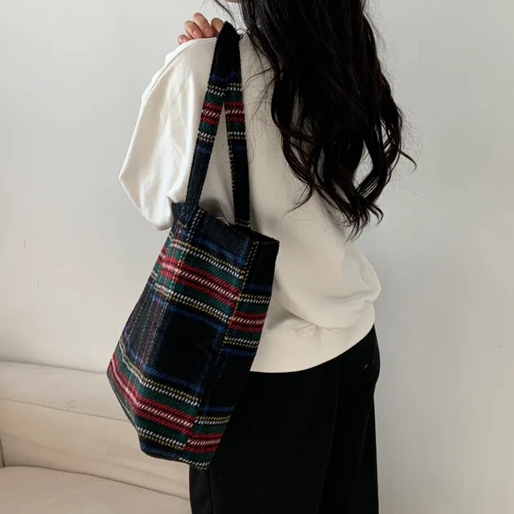 🌼2color🌼 윈터 체크 에코백🚚당일출고🚚 (그린, 네이비) 크리스마스, 연말파티, 겨울신상⛄︎ 상세 이미지 12