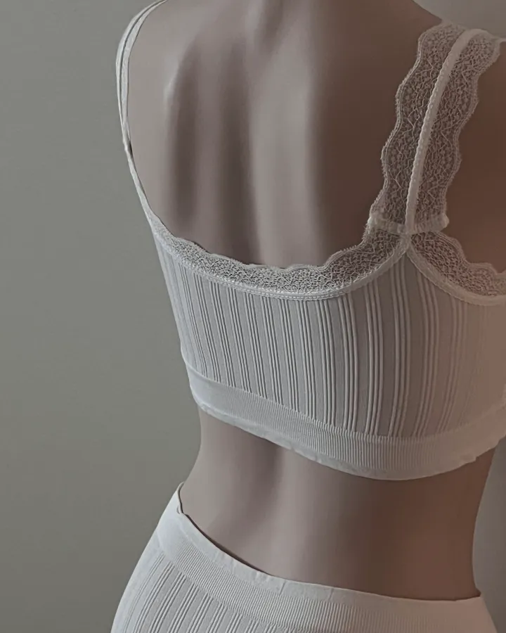 [중독주의/미친편안함] 러블리 편한 팬티단품 노와이어 빅사이즈 프릴 레이스 두줄끈 볼륨 브라 브라탑 브라렛세트 여성 속옷세트 상세 이미지 35