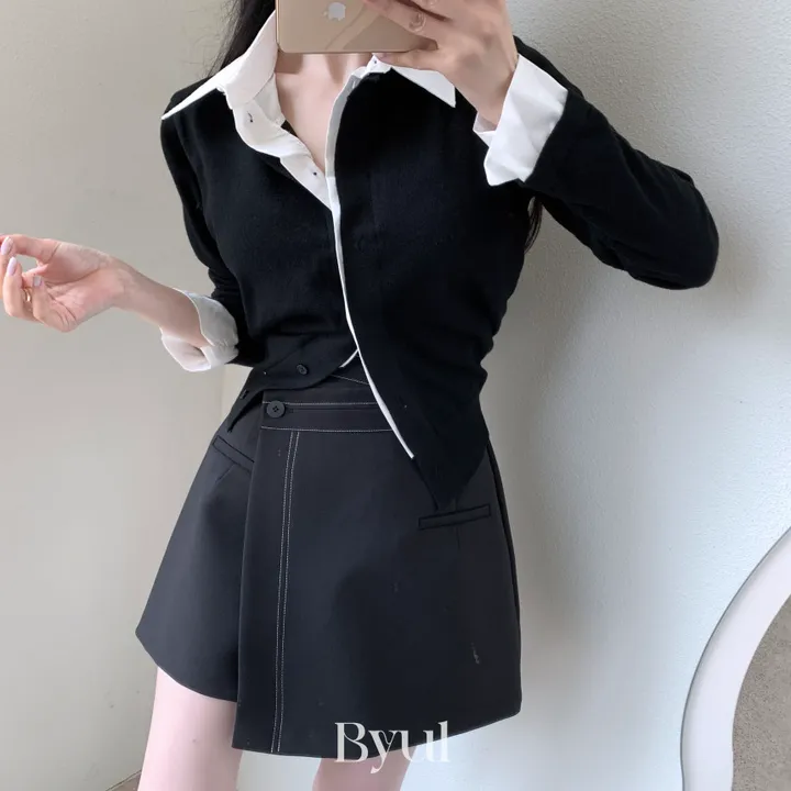 심플리 셔츠배색 가디건 상세 이미지 23