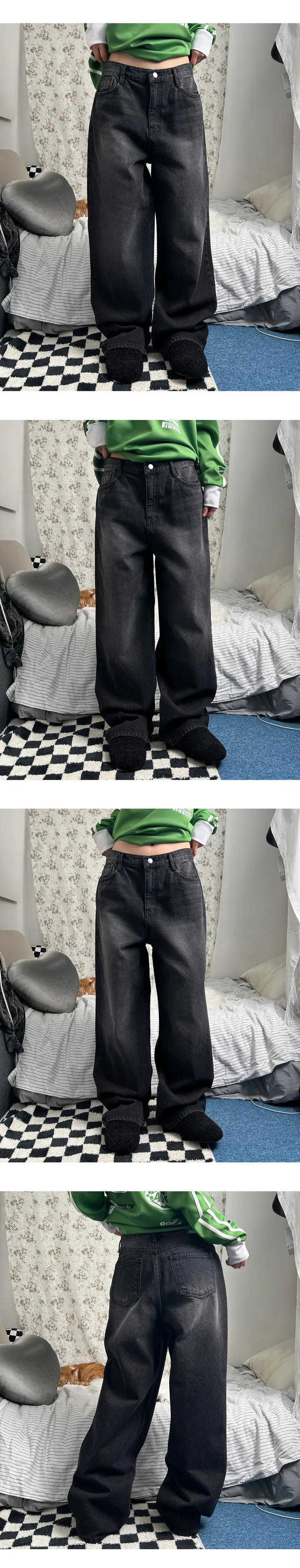 sand washing denim wide pants 상세 이미지 7