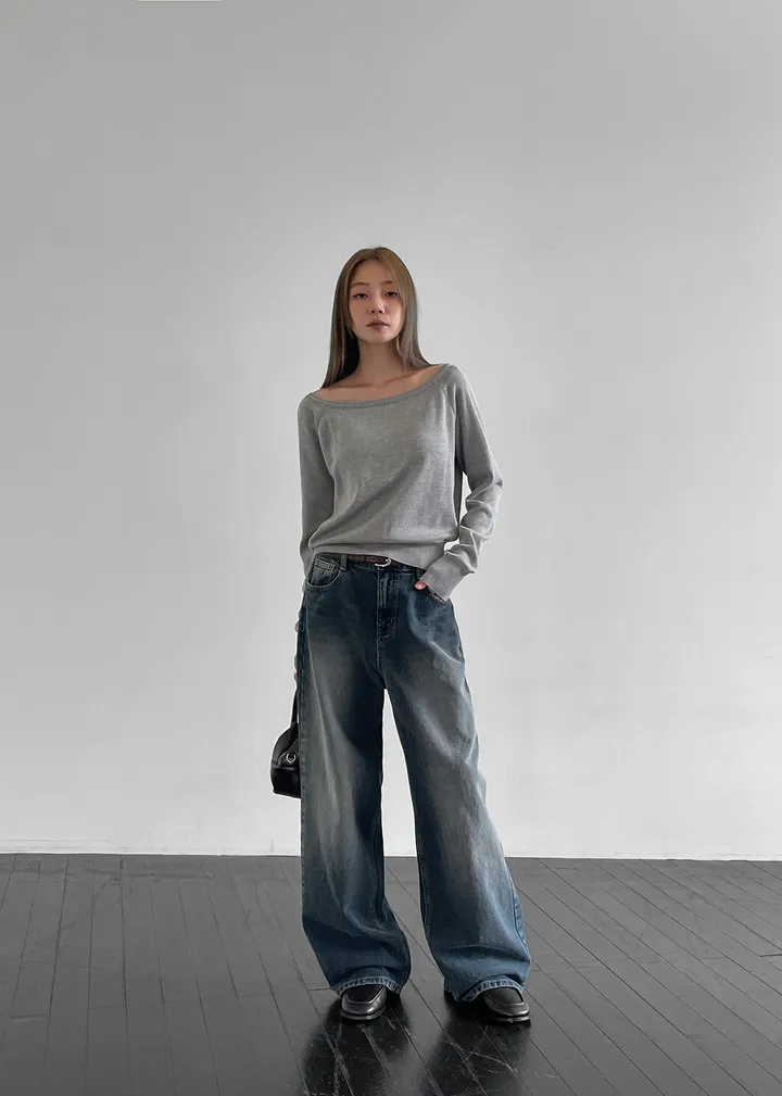 [6천장판매] 마럼블 워싱 와이드 데님팬츠 상세 이미지 9
