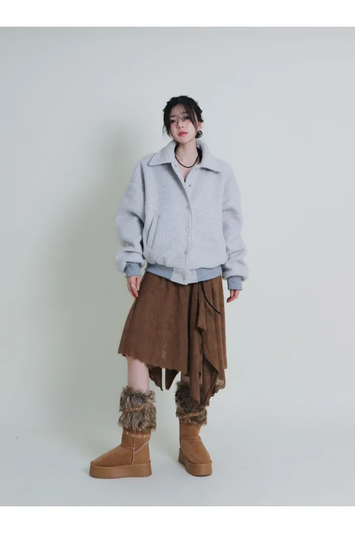 테디베어 테리 부클 바시티 봄버 자켓 상세 이미지 26