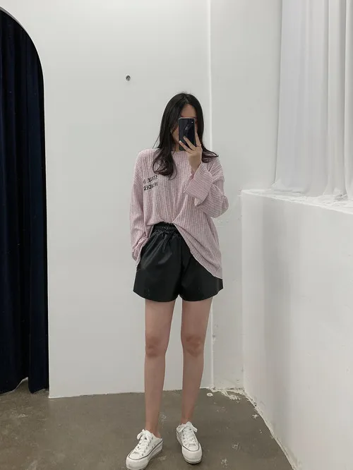 허리밴딩 레더 가죽 반바지 (2color) 상세 이미지 16