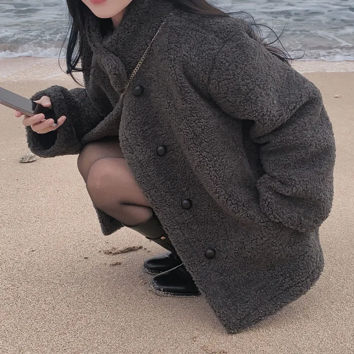[왕아방핏🤎/주문폭주✨]후회없는 선택,푸들 양털 오버핏 하프 스웨이드 퍼자켓,코트 상세 이미지 92