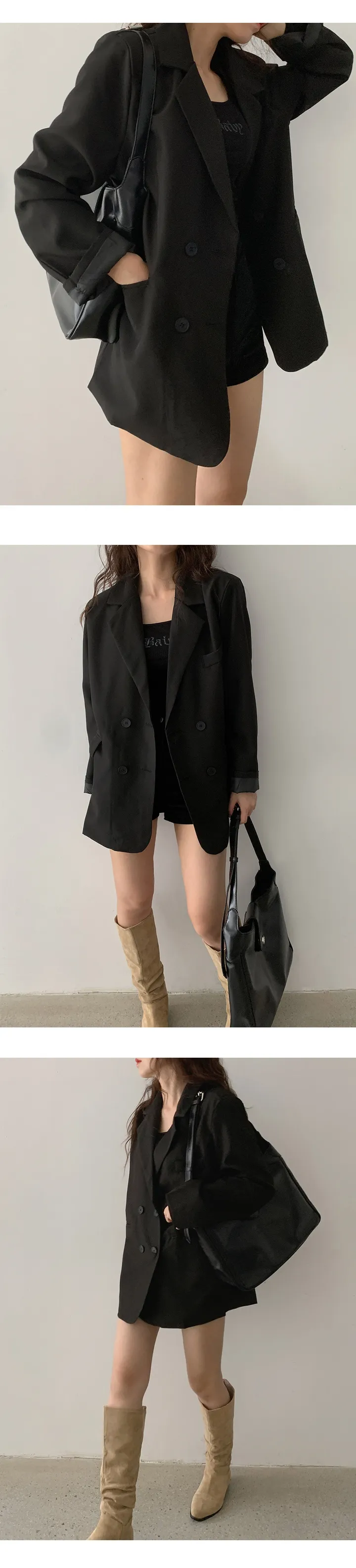 🖤어깨뽕X/고퀄🖤 [네추럴오버핏 소장각!] 사계절 자켓 데일리 보이핏 자켓 black // 심플 베이직 자켓 스탠다드 모던 블레이저 자켓 간절기템 (HY~86) 상세 이미지 3