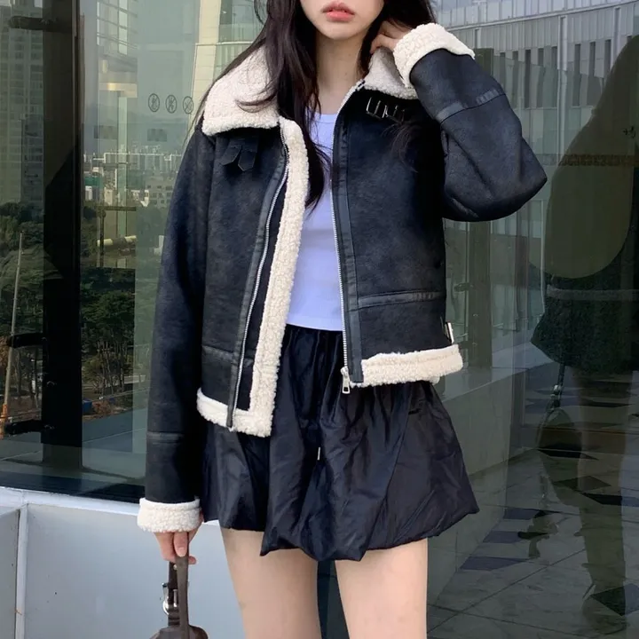 [무스탕맛집❄/유사품No!] 투버클 크롭 레더 양털 무스탕 jk 상세 이미지 18