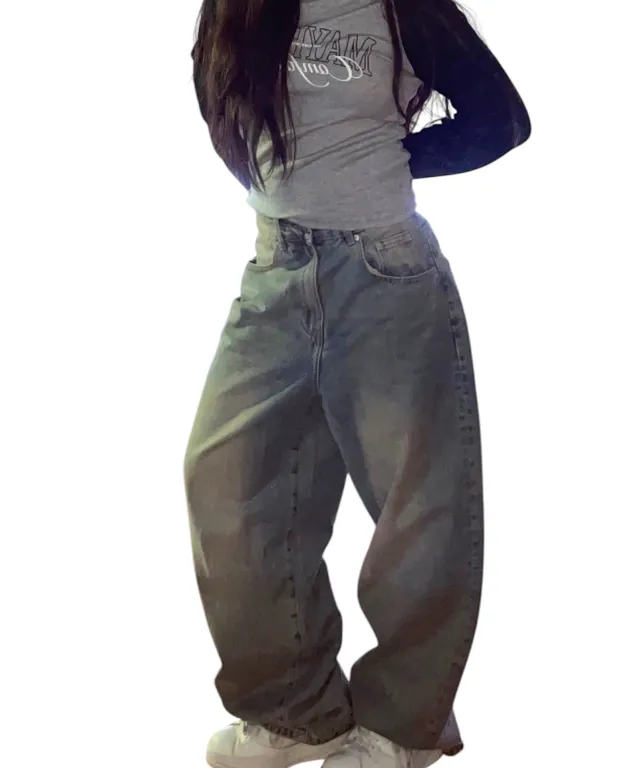 [빈티지]샌드 워싱 와이드 데님팬츠