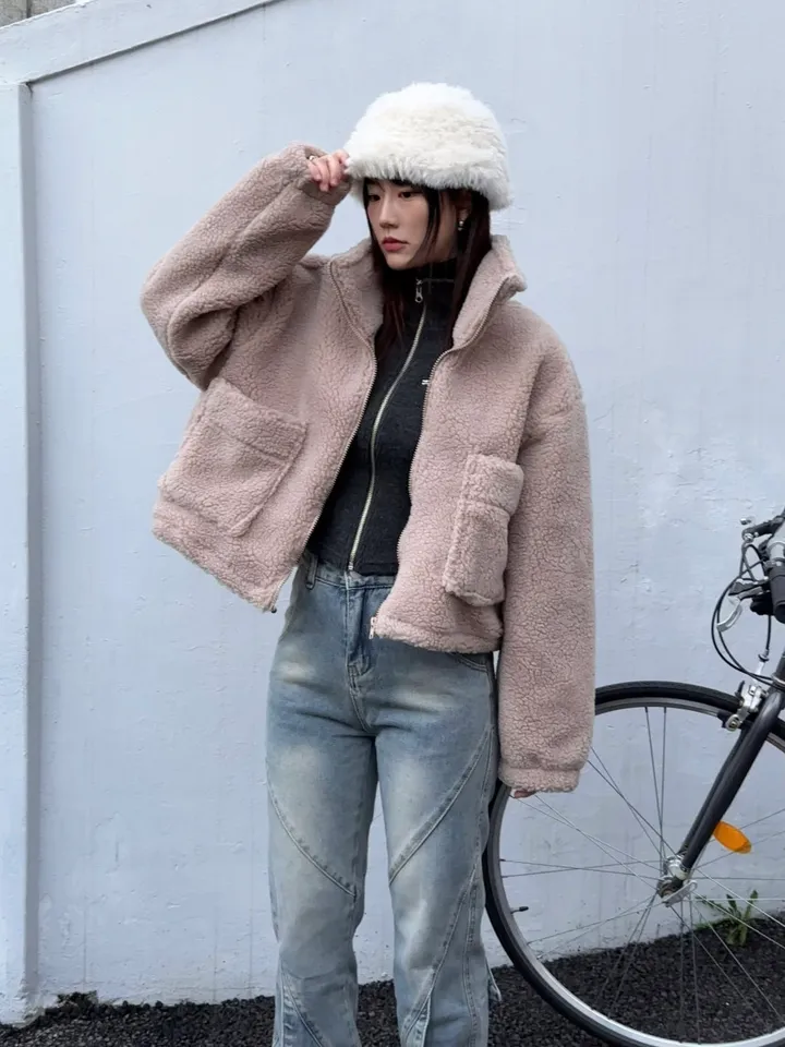 [iam테디베어]뽀글이 플리스 덤블자켓 후리스 양털점퍼 뽀글이자켓 4colors 오버핏 겨울아우터 힙 양털 집업 안감내장 자켓 상세 이미지 33