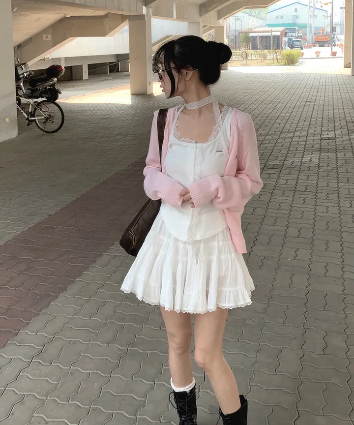 [데일리🫧벚꽃룩] 부코 펜던트 브이넥 니트 가디건 봄 가을 / 벚꽃룩 개강룩 데이트룩 여름가디건 여름니트 클래식블랑 상세 이미지 40