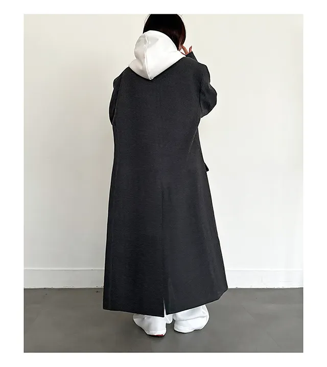 (Unisex) 카민 히든 롱 코트 (3color) 맥시 겨울코트 오버사이즈 울코트 남녀공용 상세 이미지 15