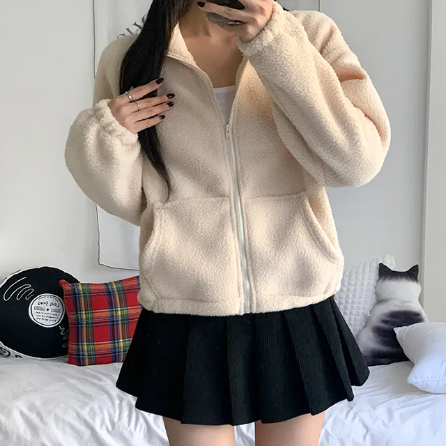 [가성비최고/3col] 앤디 루즈핏 양털 후리스 크롭 집업 / 플리스집업 / 최저가보장 / 크롭후리스 / 양털집업 / 하이넥집업 / 가격실화 / 도톰폭닥 / 뽀글이 / 방한템 상세 이미지 12