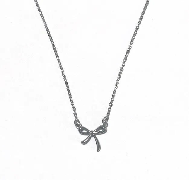 kirari balletcore ribbon necklace <3 발레코어 실버리본 써지컬스틸 목걸이 상세 이미지 3