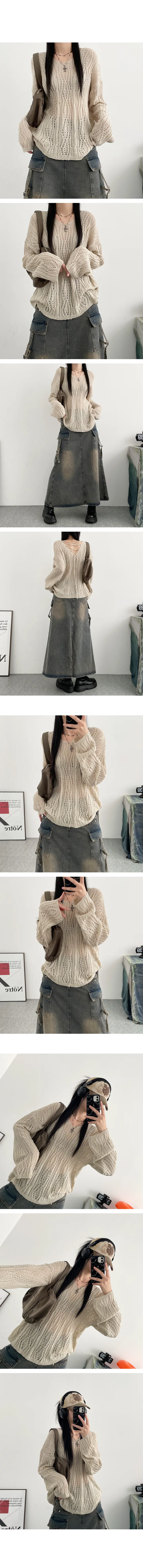 [앞뒤착용가능💖] 투웨이 발레코어룩 여리핏 시스루 코르셋 스트링 브이넥 리본 여름니트(5color) 상세 이미지 5
