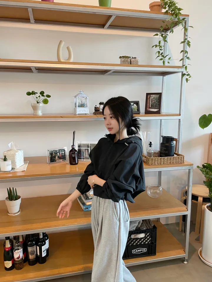 [new버전 크롭 박시핏] 허리 스트링 기본 데일리 간절기 바람막이 상세 이미지 14