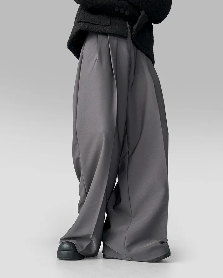 [~3XL/2기장] 르네상스 모더니즘 더블 핀턱 통 와이드 루즈핏 슬랙스 긴바지 롱팬츠 상세 이미지 15