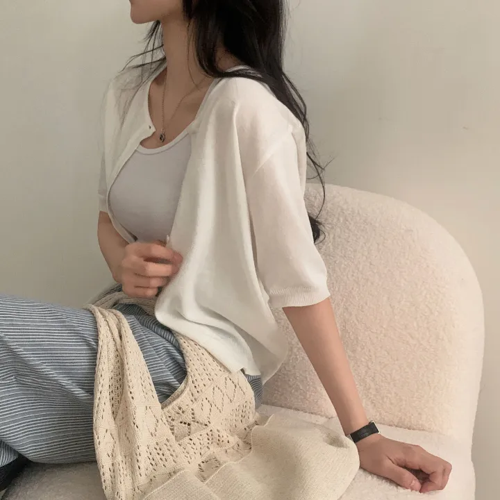 [고급여름원단/데일리] 시원한, 뱀부 반팔 니트가디건 - 7color 상세 이미지 36