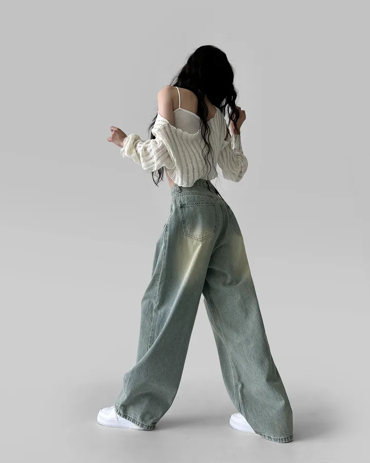 [~XL/2기장] 응팔 레트로 1988 워싱 벌룬 원 핀턱 통 와이드 데님 팬츠 바지 상세 이미지 50