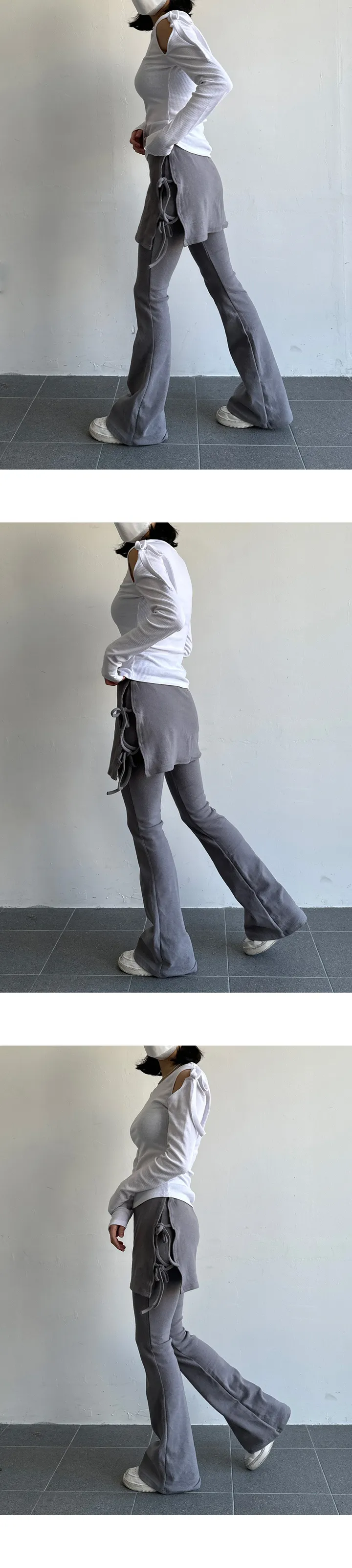(발레코어/겨울신상) 셔링 리본 기모 부츠컷 치마 레깅스 상세 이미지 4
