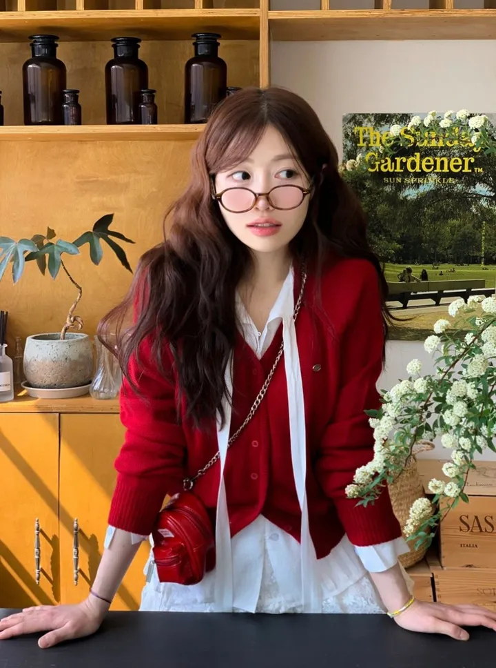 [펜던트/잘록핏]다즐링 펜던트 심볼 잘록핏 버튼 브이넥 루즈핏 니트 가디건 5color 상세 이미지 24