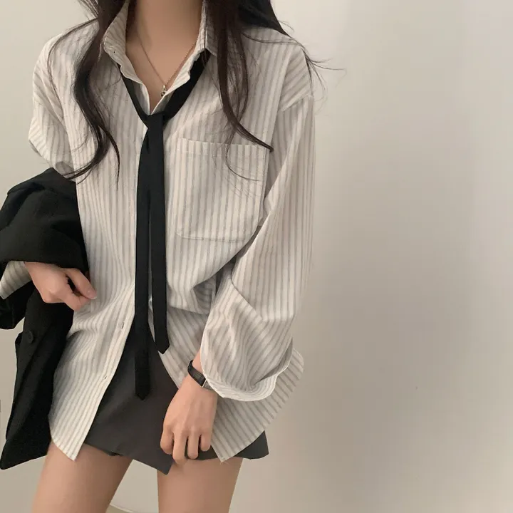[한여름까지~/오버핏✨] 허니 스트라이프 코튼 포켓 오버핏 셔츠,남방 - 3color 상세 이미지 18