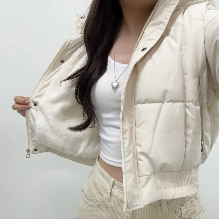 당일출고*[고퀄Ver/슬림핏/밍크안감/4Col] 보들 후드 퍼안감 겨울 숏패딩 크롭 겨울패딩 겨울아우터 상세 이미지 7