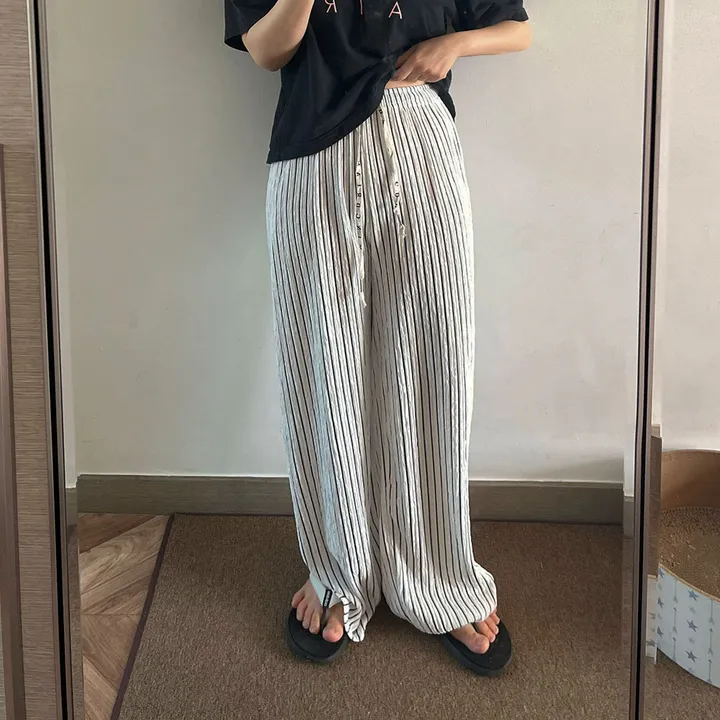 🎀핏보장🎀 찰랑 모던 스트라이프 밴딩팬츠 잠옷바지 마실룩 상세 이미지 31
