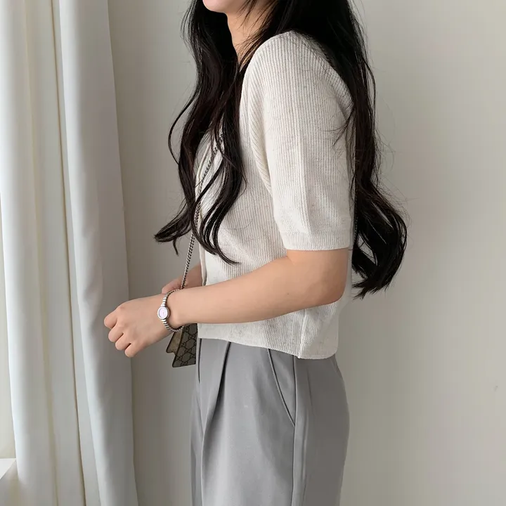[재진행/부드러워요] 무드쩌는 린넨 하찌 반팔 단추 니트가디건;5col 상세 이미지 22