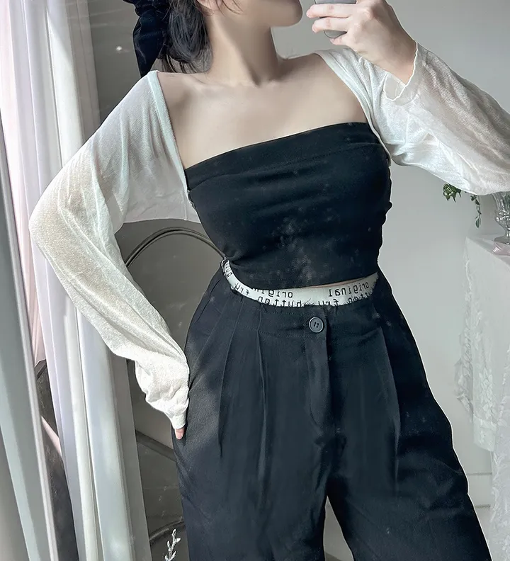 [1+1 할인!] 린조 시스루 볼레로 가디건 여름가디건 볼레로가디건 시스루 니트가디건 크롭 볼레로가디건 상세 이미지 4