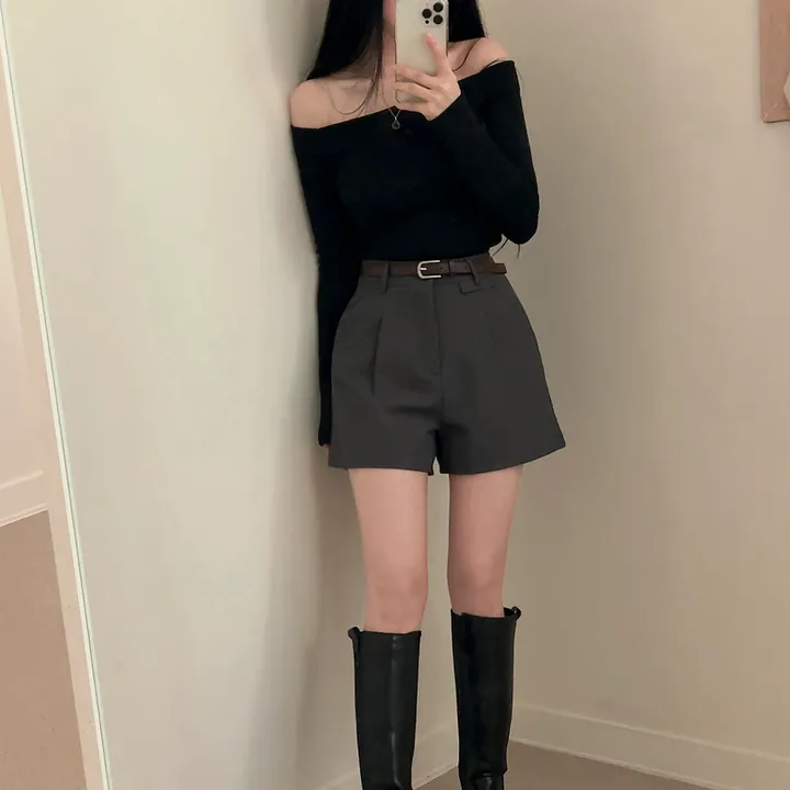 [데일리/벨트SET] 코지 원핀턱 벨트 슬랙스 숏팬츠 상세 이미지 11