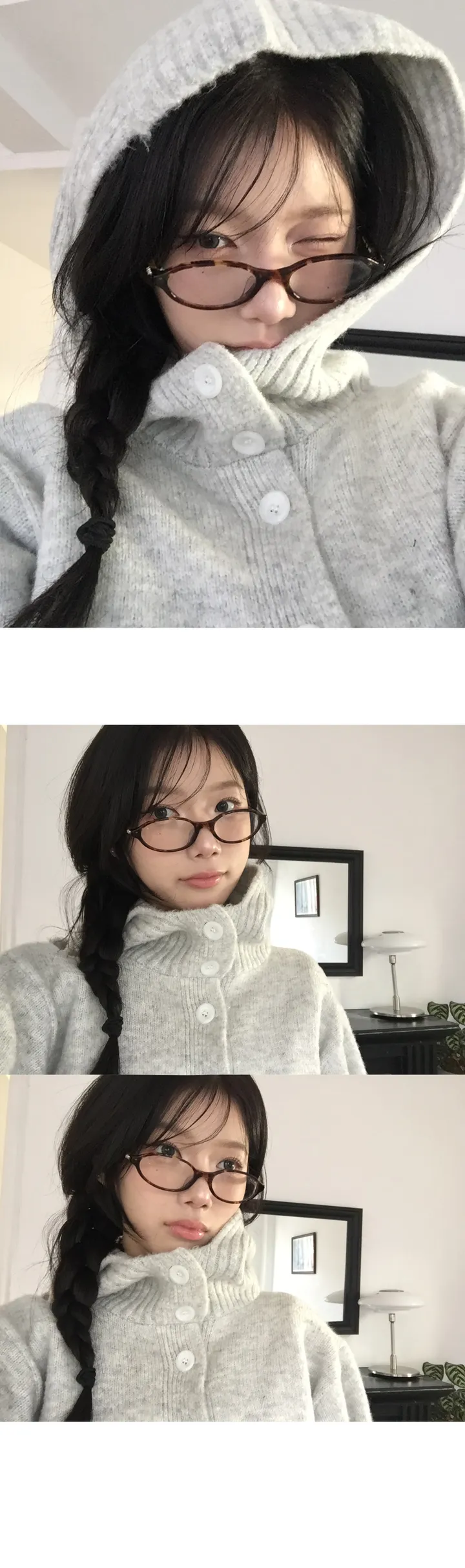 [데일리/빈티지🖤] 모루카 후드 버튼 하이넥 니트 가디건-5color 상세 이미지 12