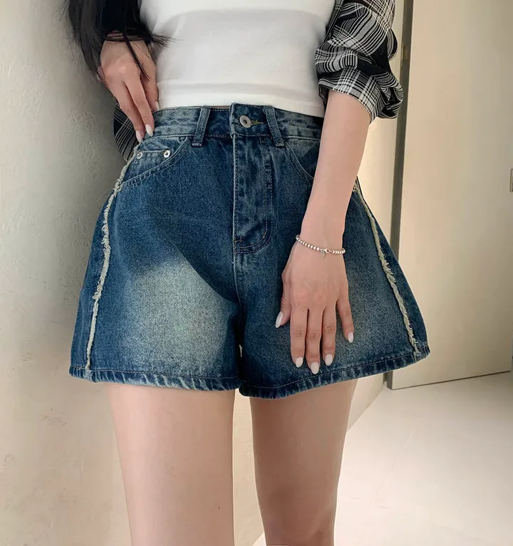 허얇골넓핏🔥 핀턱 절개 수술 데님 A라인 반바지 상세 이미지 16
