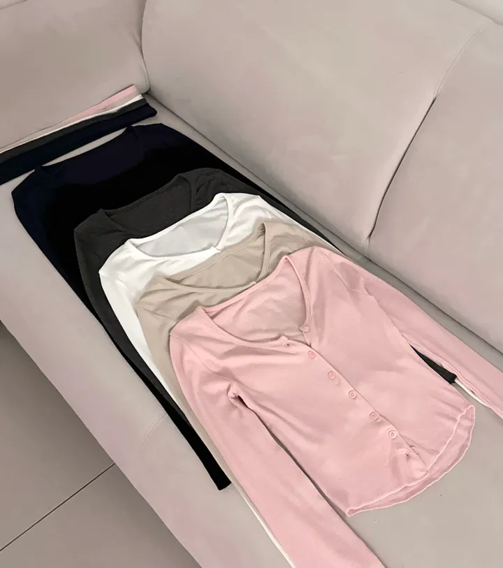 [리얼핏보장!!/타이set] 섹시글램 슬림핏 여리 가디건 스카프 세트 투피스 크롭 버튼 브이넥 모달 스판 여친룩 베이직 기본 레이어드 데일리 데이트룩 봄 가을 신상 청순 여신룩 상세 이미지 28