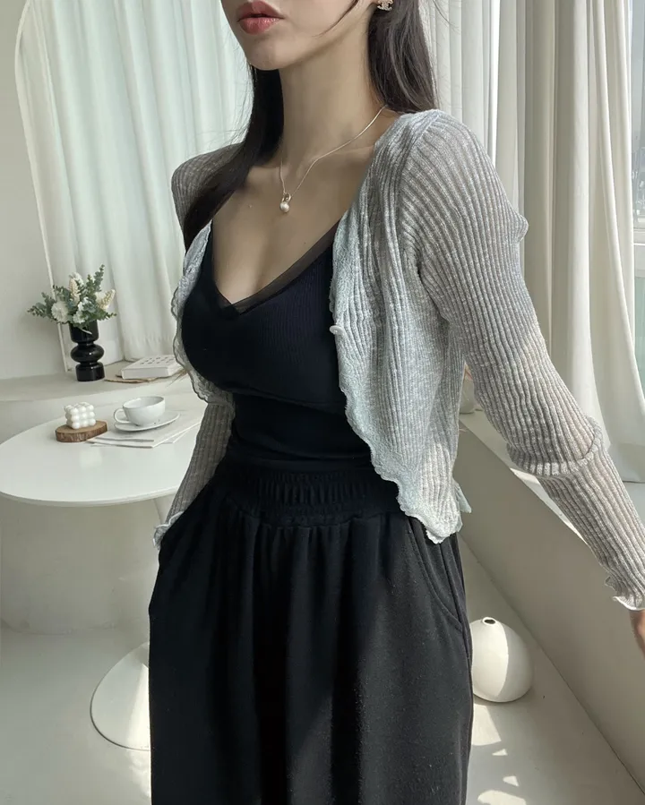퍼티 썸머 시스루 레이스 크롭 볼레로 가디건 상세 이미지 18