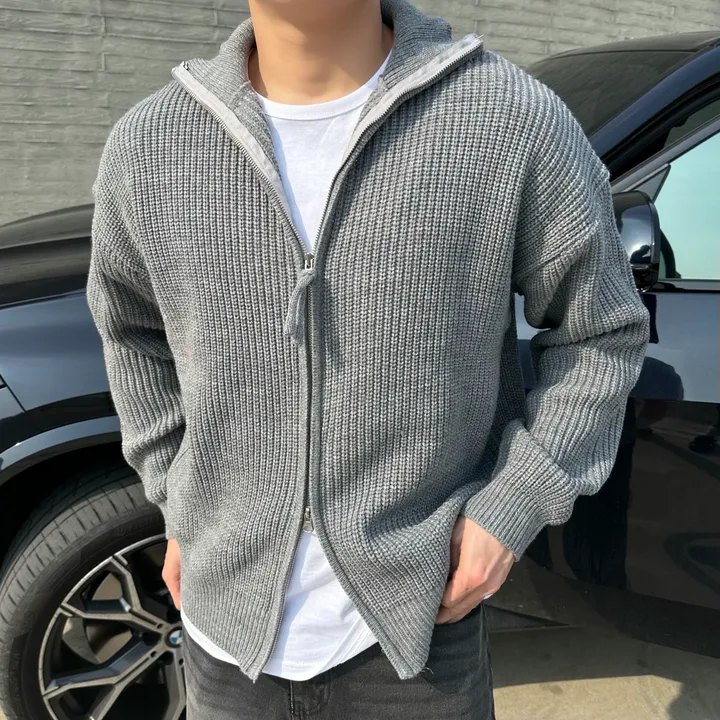 크롭&오버/ 커플 니트 집업 하찌 크롭 니트 오버핏 남녀공용 겨울 가을 봄 커플룩 시밀러룩 꾸안꾸 세트 투피스 남자 코디 데이트 빅사이즈 청치마 청바지 데님 미니 스커트 와이드팬츠 상세 이미지 25