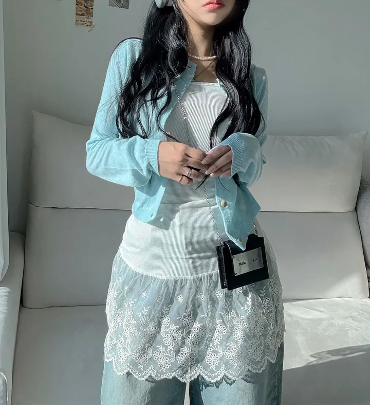 [너무 예뻐요../색감보장] 젤라또 레이어드 캐시미어 라운드 크롭 단추 니트 가디건 (9 col) 봄가디건 기본텝 상세 이미지 30