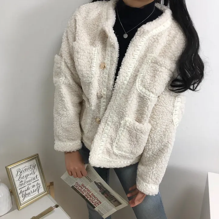 실물이 더 예쁜 3color: 트위드 양털 포켓 무스탕 자켓 상세 이미지 23