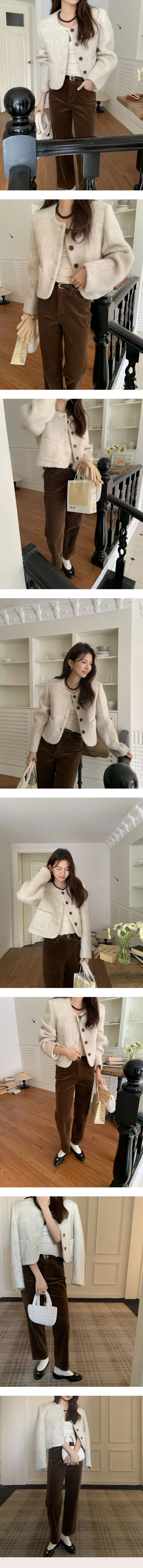 모헤어자켓 브러쉬 부클 노카라 숏 울코트 상세 이미지 3