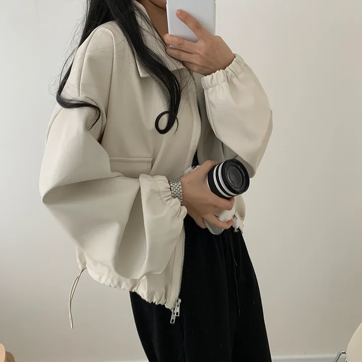 [ 봄신상 ]루즈핏 투웨이 레자 숏점퍼 상세 이미지 71