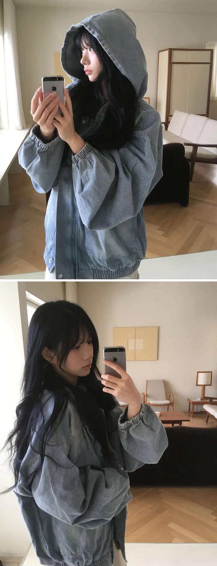 [기획🖤/오버핏] 톰 데님 후드 빈티지 워싱 투웨이 점퍼 -2color 상세 이미지 6
