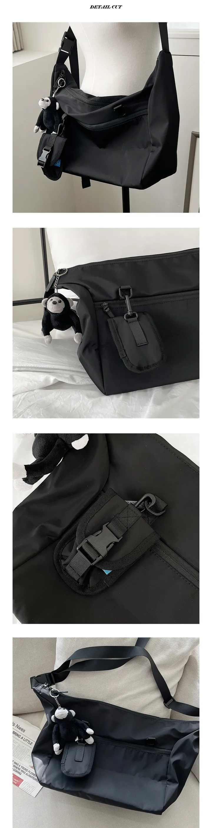 [당일출고/후기인증💕] 데일리 나일론 에어팟포켓 고릴라키링 메신저백 크로스백 상세 이미지 8