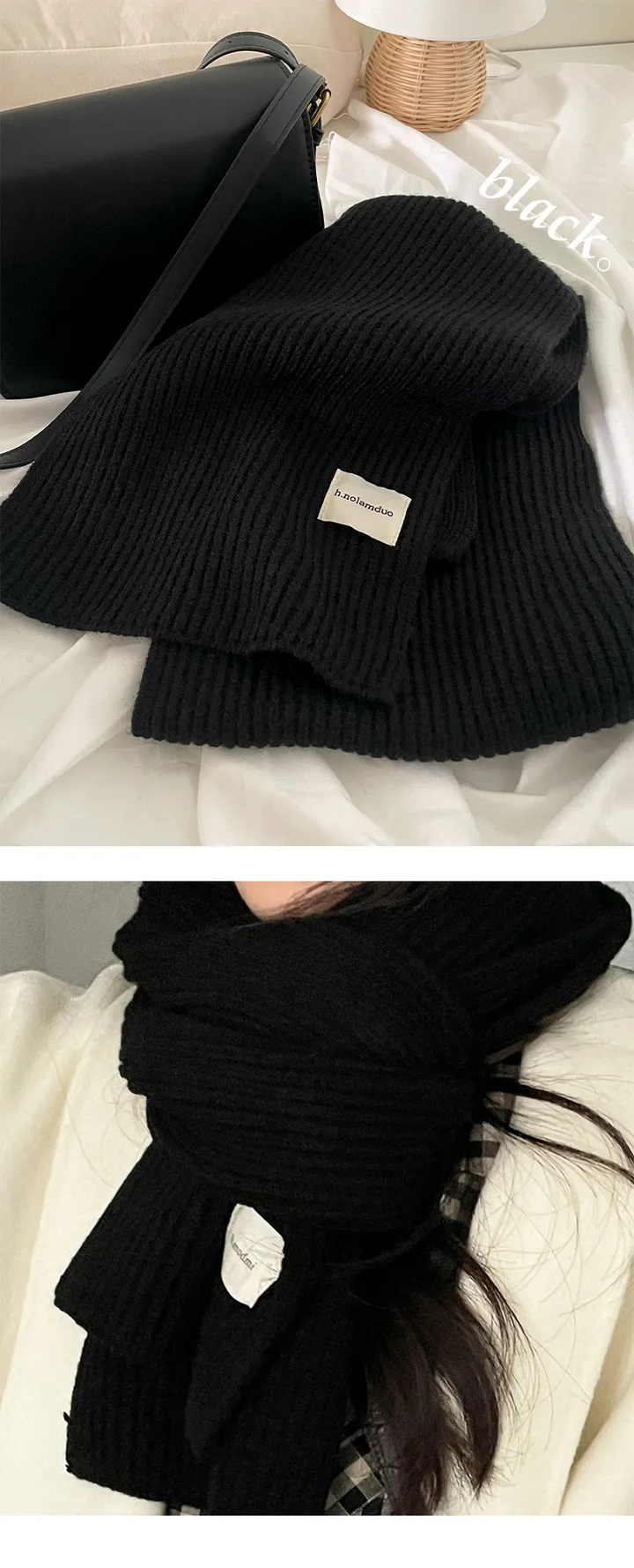 [당일출고❤️남녀공용] 데일리 숏 니트 머플러 무지 골지 커플 목도리 7color 상세 이미지 15