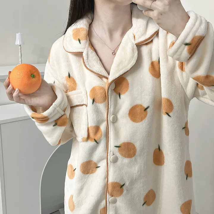 🍊[당일출고/겨울수면]🍊 귀여운 귤 오렌지 겨울 털 수면 잠옷 파자마 과일 상하세트 홈웨어 선물 극사세 부드러운 따뜻한잠옷 털 박시핏 빅사이즈 루즈핏 오버핏 상세 이미지 6